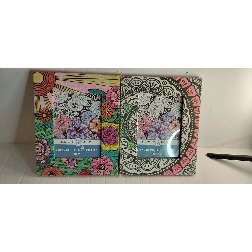 Darice Bright & Bold fabric-wrapped picture frames floral & mandala patterns Set